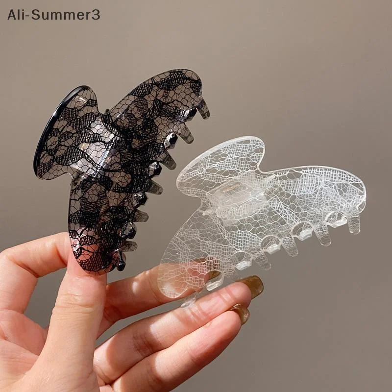 1pc New Style Elegant Ins Style Hair Clip With Acetate Lace Pattern For Back Of Head; Korean Style Claw Clip
