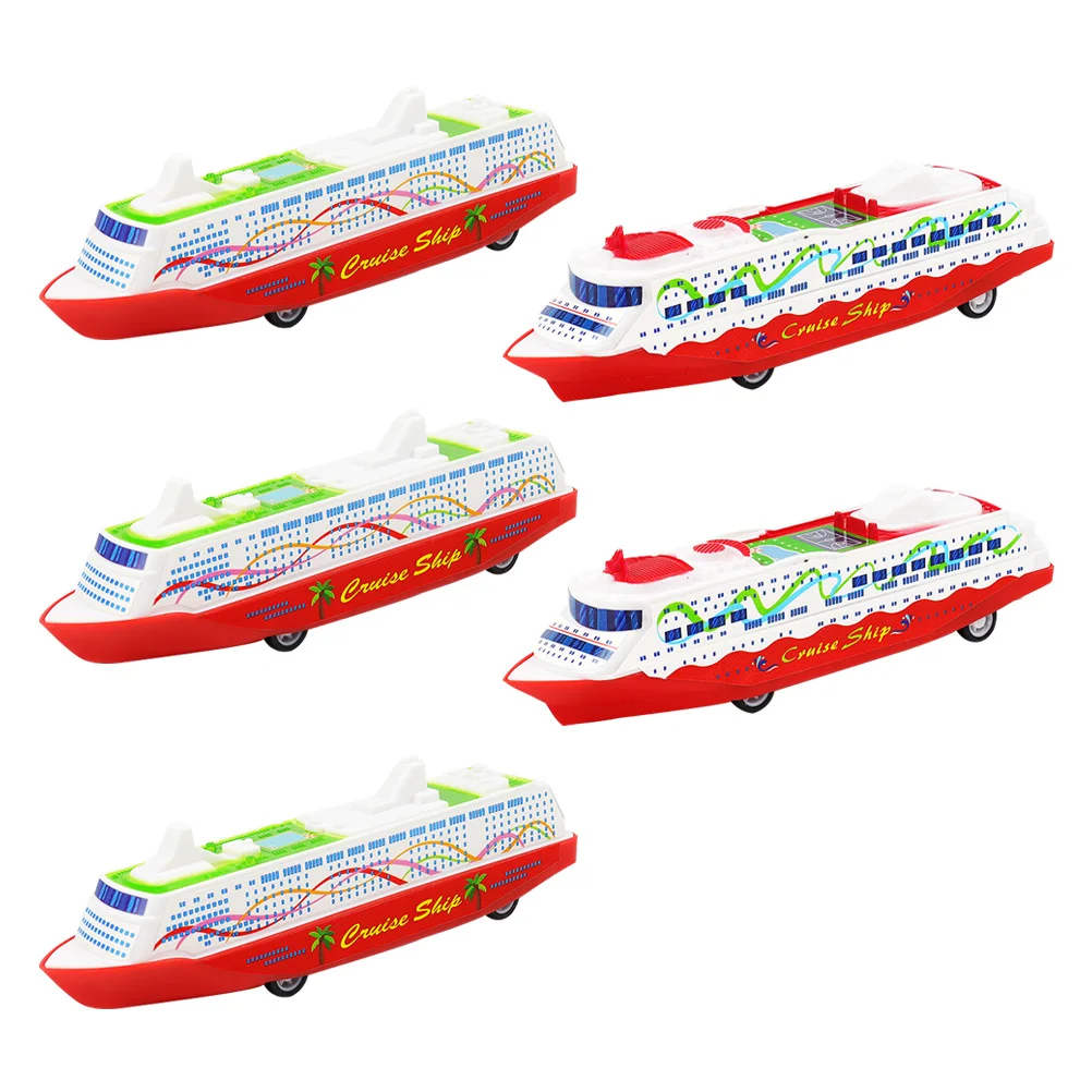 5 Pcs Decorate Pull Back Ship Model Child Toys Cruise Abs Boat Simulation