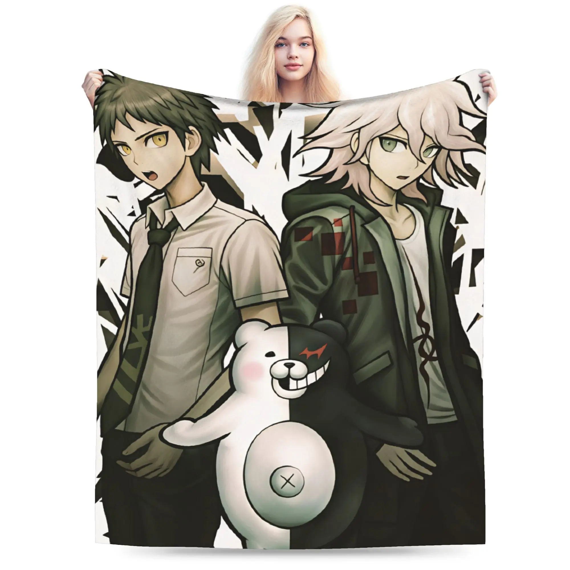 Danganronpa Flannel Blanket Autumn  Super Soft Throw Blanket for Girls Boys Outdoor Fluffy Bedspread Sofa Bed Cover