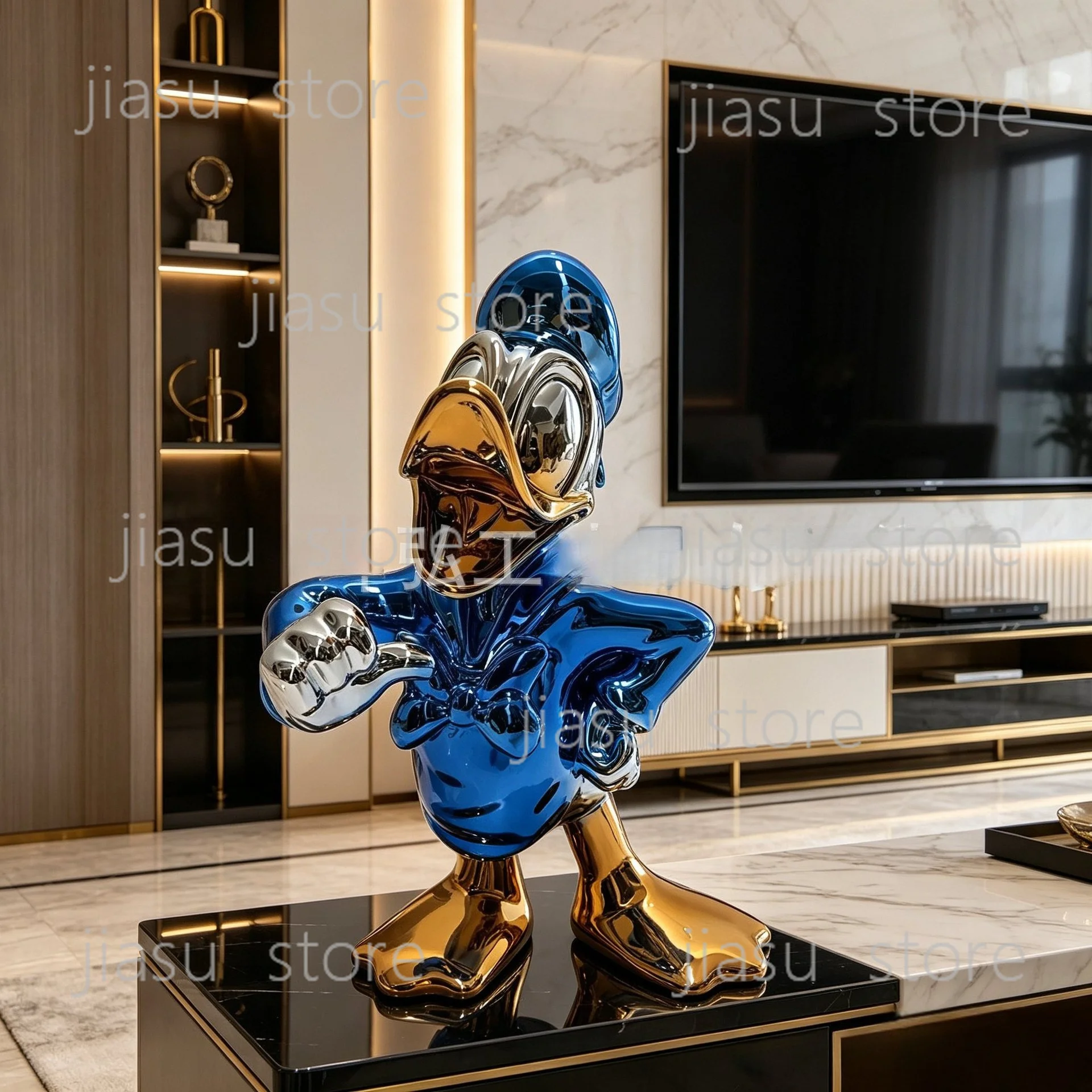

Creative Donald Duck Cartoon Figurine, Electroplated Craft Trendy Decor for Home Bedroom Living Room