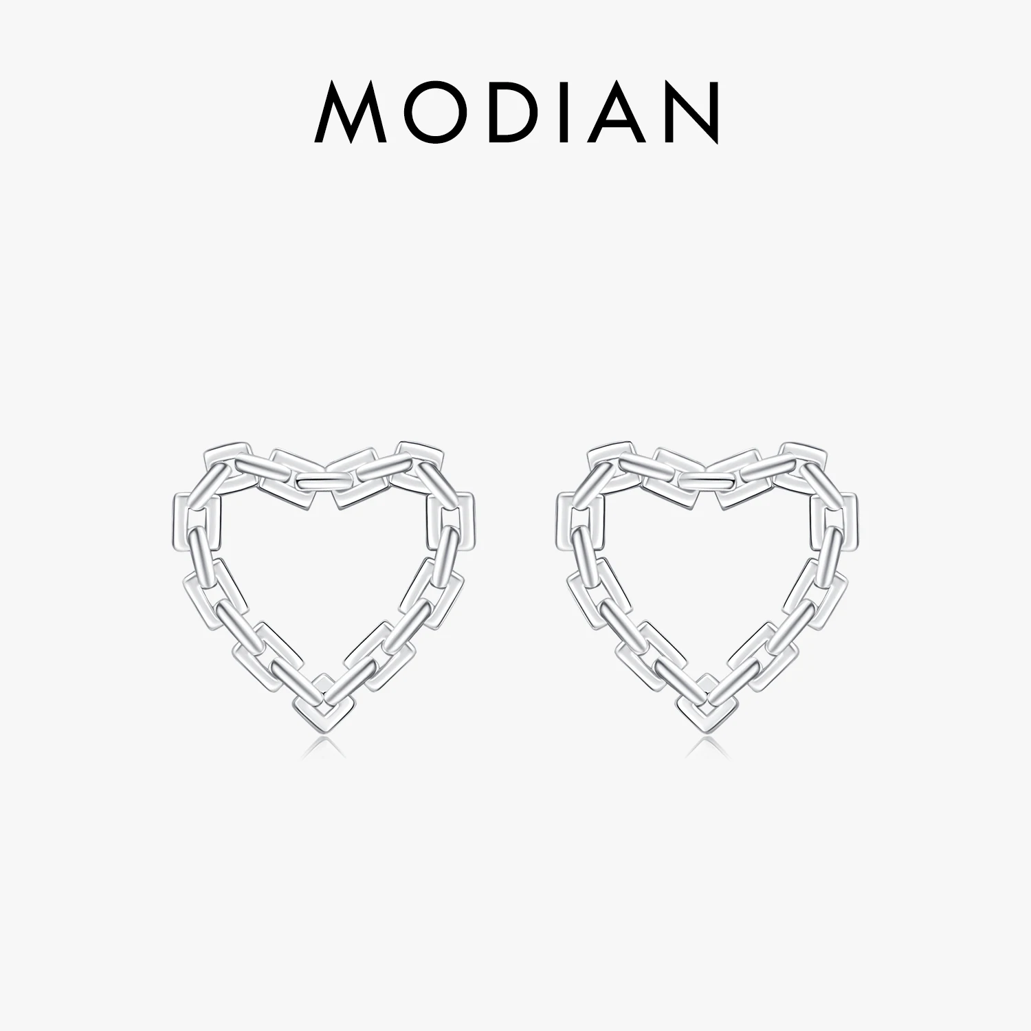 Modian 925แท้เงินสเตอร์ลิงต่างหูห่วงล็อคหัวใจคลาสสิกสำหรับผู้หญิงต่างหูโรแมนติกเครื่องประดับดีแพ้ง่าย