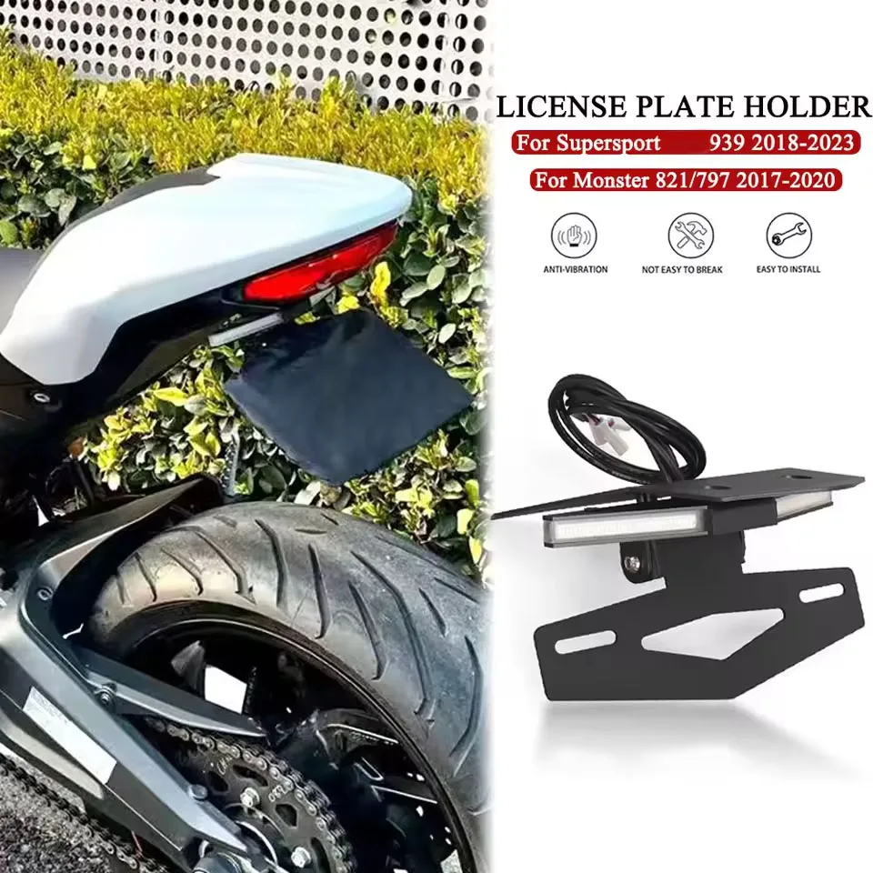 

Motorcycle License Plate Holder Tail Light Bracket Tidy Fender Eliminator Black Fits For Ducati Monster 821 797 Supersport 939