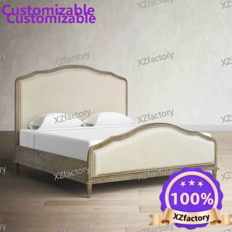 Factory Direct 2026 Top RatedSolid wood bed fabric soft bag backrest 1.8 meters double 1.5 meters princess bed