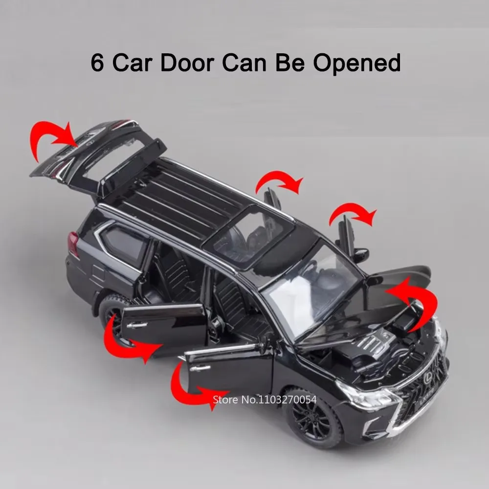 Modelo de juguete 1:32 LX570 LM300H, coche de aleación fundido a presión, 6 puertas, luz de sonido abierta, vehículos en miniatura para niños, amigos, regalos de vacaciones