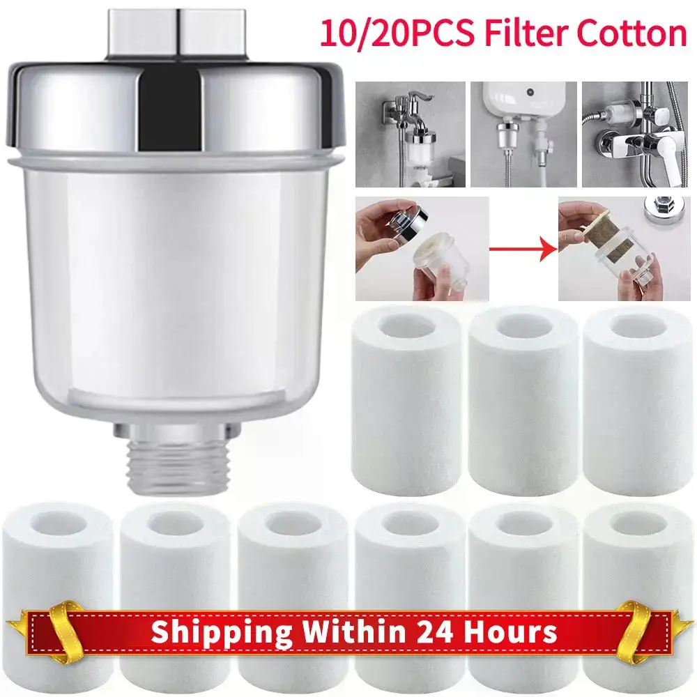 

1/2 шт. наборы очистителей для воды, универсальный фильтр для крана с 10/20 шт. полипропиленового хлопка для бытовой кухни, ванной комнаты, фильтр для душа