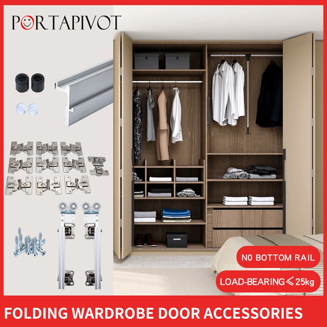 

Portapivot Wardrobe Folding Door Functional Parts Cloakroom Push-pull Sliding Door Two-fold Door Rail Track Hardware Accessories