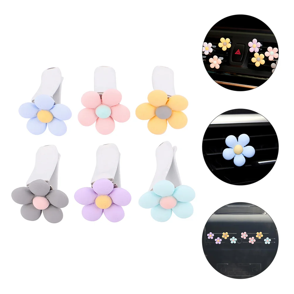 

6Pcs Car Air Outlet Clips Flower Shape Car Vent Clamps Mini Vent Clips Decorative Vehicle Interior Accessories