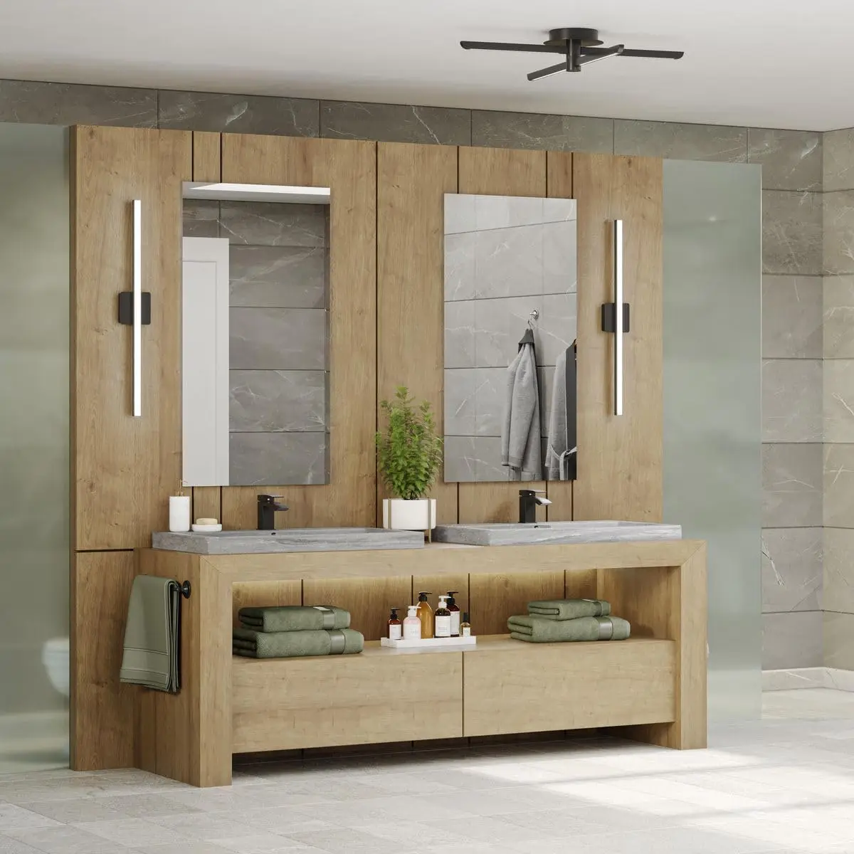 Arrêt de l'éclairage P300405-31M-Cs Phase 4 Collection 32 In. Grand linéaire LED intégré noir moderne, 256, 3Ct intégré