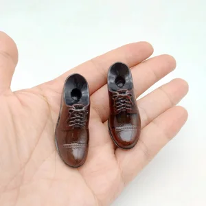 Coffee Men's Leather Shoes Model 1/6 Scale Male Solider Solid Shoes for 12in Detachable Feet Doll Action Figure Toys