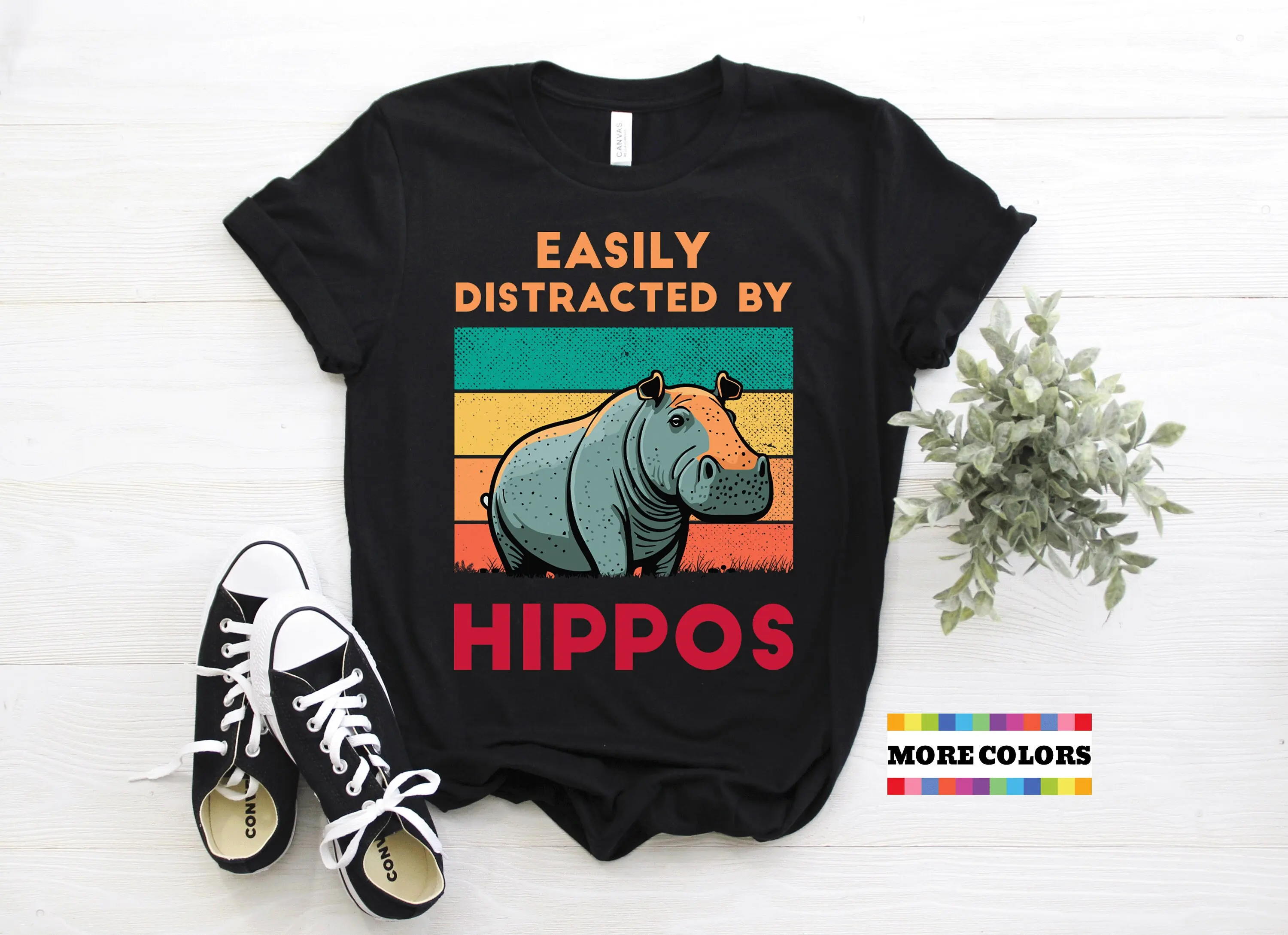 Easily Distracted By Hippos T Shirt Cool Hippo Hippopotamus Zoo Animal Lover Costume African Animals Birthday Present