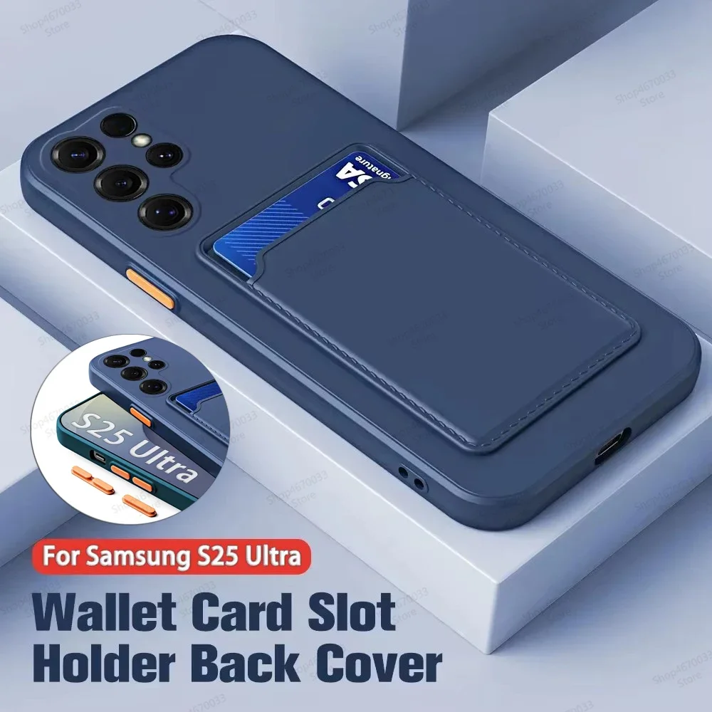 Жидкий силиконовый чехол для Samsung Galaxy S25 S24 S23 S22 S21 S20 Ultra Plus FE Чехол-держатель для карт для Samsung A56 A55 A54 A34 A53