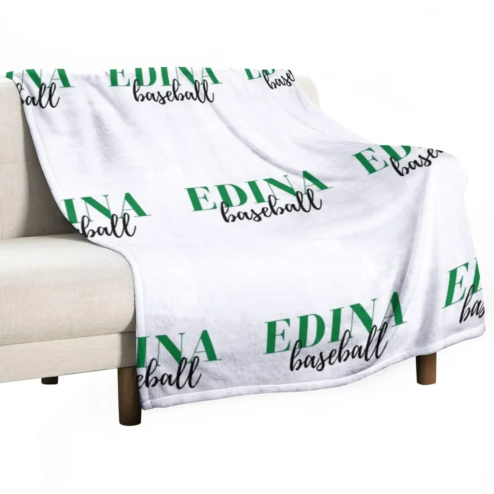 EDINA Baseball Green & Black Text Graphic Throw Blanket Retros Kid'S Blankets