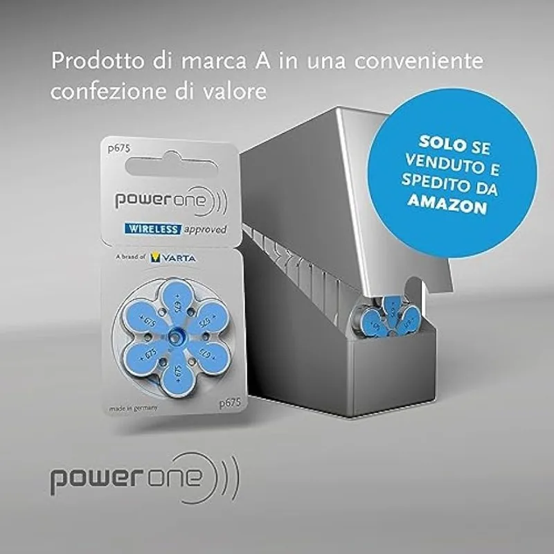 PowerOne-P675 Bateria de aparelhos auditivos Zinc Air, 675, A675, 1.45V, 675A, 675, PR44 Bateria para surdez, 60 Pcs