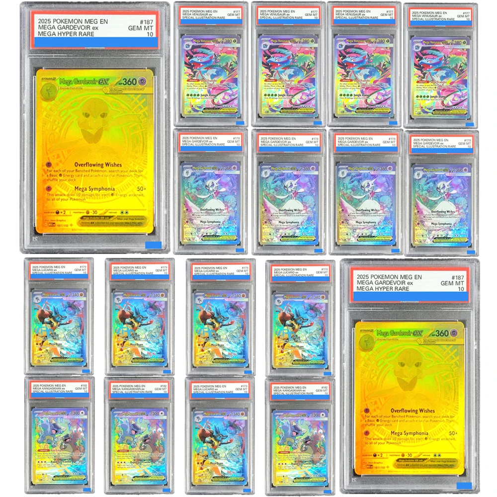 

DIY Pokemon English ME01 Mega Evolution Lucario Gardevoir Venusaur Ex Authentication Grade GEM MT 10, подарочная коллекция карт, игрушки