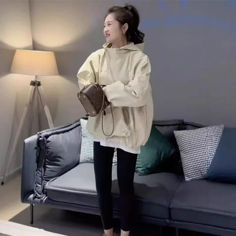 

Женские куртки с капюшоном, диагональная молния, дизайн, винтажные осенние мешковатые модные куртки в стиле BF, уличные Chaqueta Mujer, универсальные женские куртки для отдыха