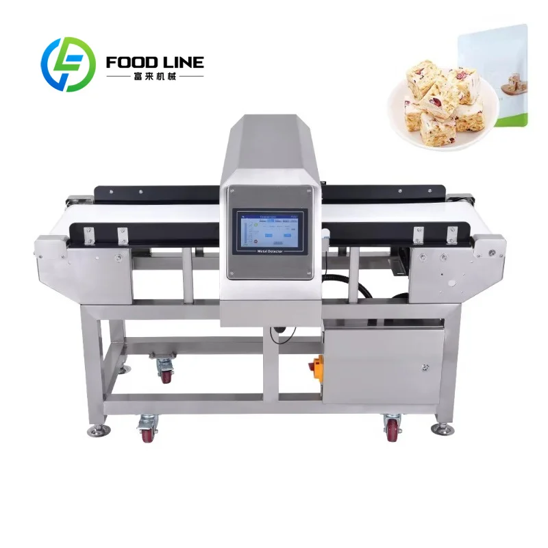 Customize Food Packaging Conveyor Metal Detector Custom Touch Screen 304 Stainless Steel For Snack Product Safety Detection