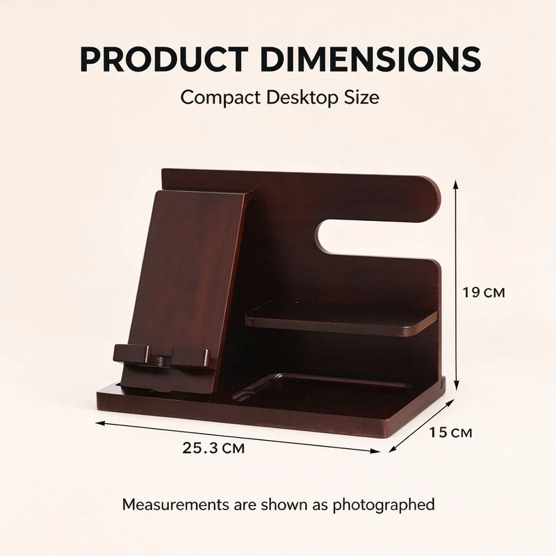 Wooden Phone Stand Multifunctional Desktop Organizer Wooden Docking Station For Key Sundries Storage