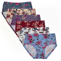 Floral Print Underwear Women's Panties Plus Size Women's Briefs Mid-waisted Women's Underpants Modal Panty Woman Flower Panti