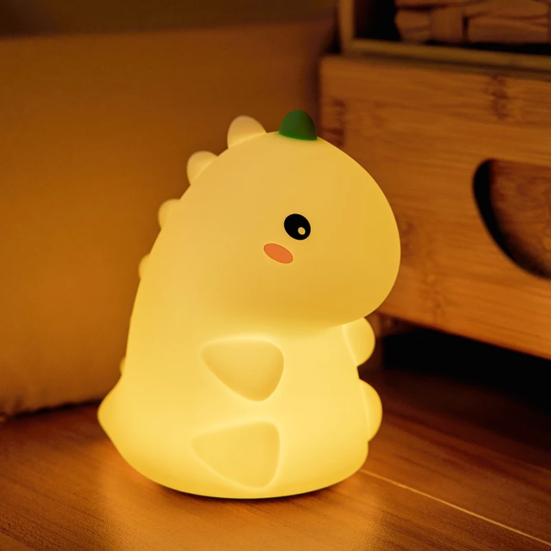 Dinosaur Silicone Night Light Induction Cartoon Atmosphere Light Bedside Charging Color Changing Pat Lamp