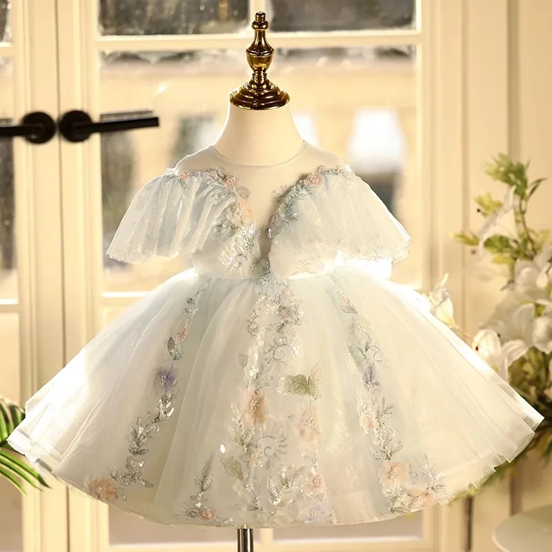 IYEAL Children's Dress Princess Dress 1st Birthday Evening Dress Host Piano Performance Dress Girls' High End Dress