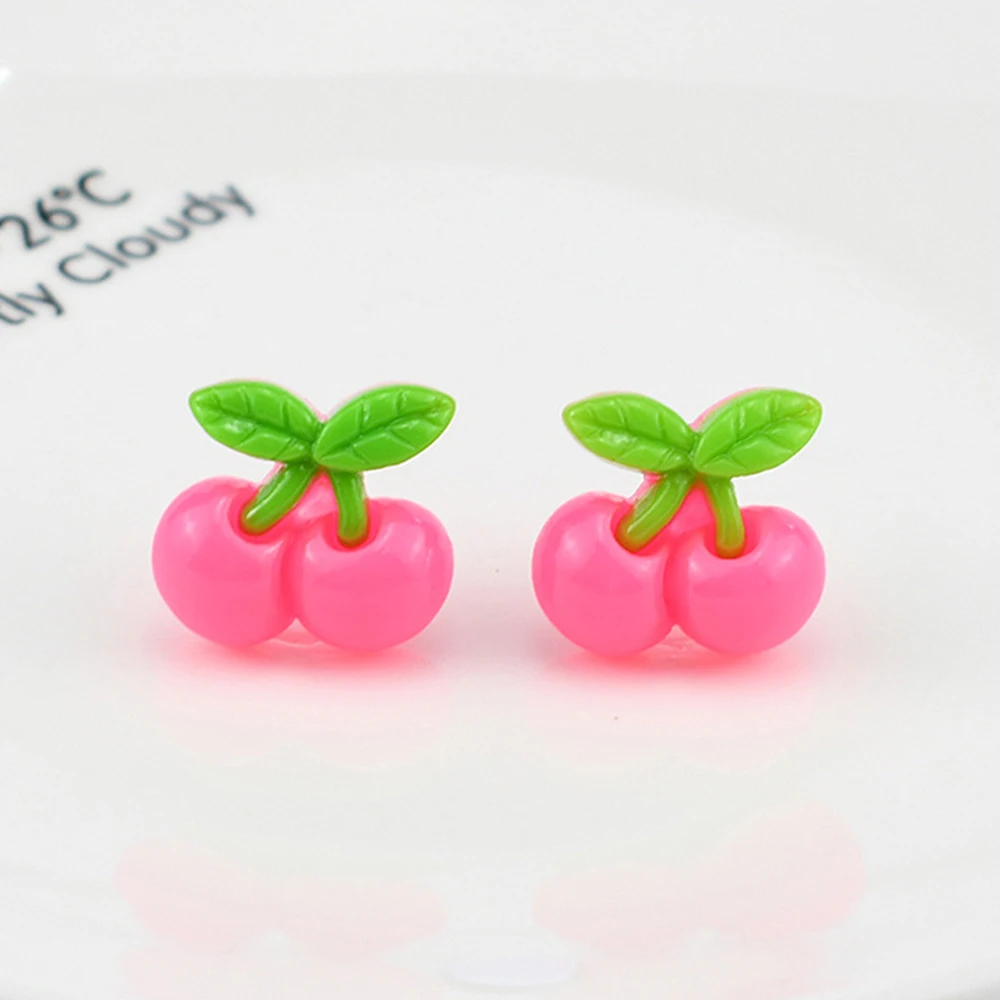 20pcs Sweet Cherry Nail Charms Flatback Resin 20-25mm Cartoon Small Cherry Slime Nails Phone Case Decoration Pink/ClearRed Parts