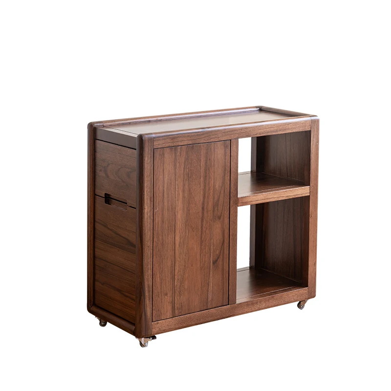 Black walnut solid wood edge few Nordic small apartment living room simple modern sofa side cabinet storage removable corner few