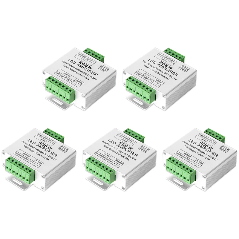 ABGR-5X RGB/RGBW 5050 LED 스트립 증폭기 컨트롤러는 4Pin/5Pin DC12V/DC24V 5050SMD LED 스트립과 함께 작동합니다.