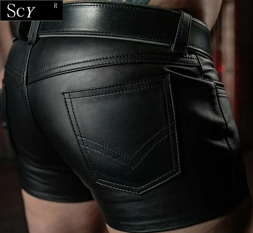 MENS REAL SHEEP LEATHER SHORTS PURE GUARANTEED LEATHER GYM Shorts SUMMER SHORTS(No Belt)