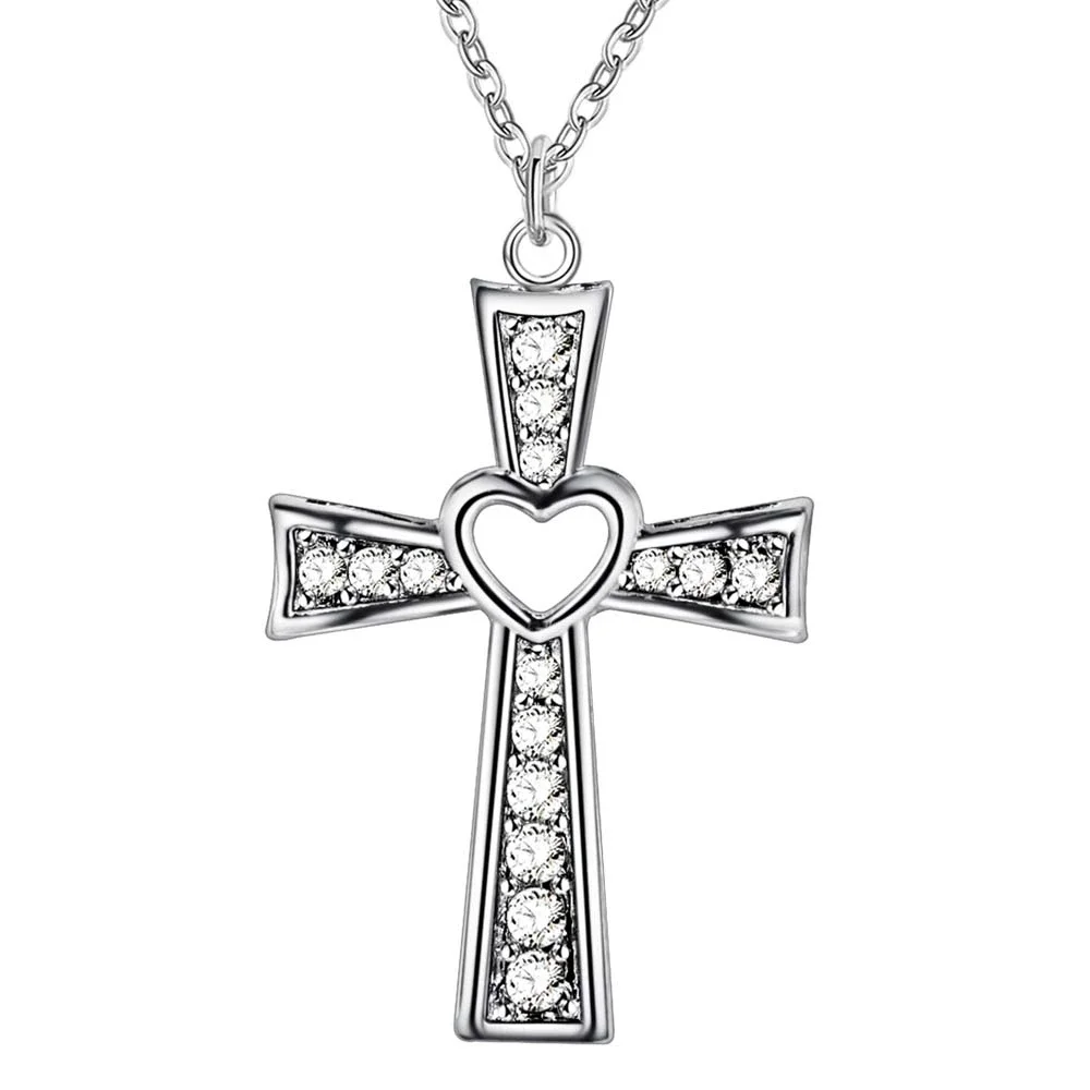 

Hot classic 925 Sterling Silver crystal cross pendant Necklace For Women high quality luxury Wedding party Jewelry gifts