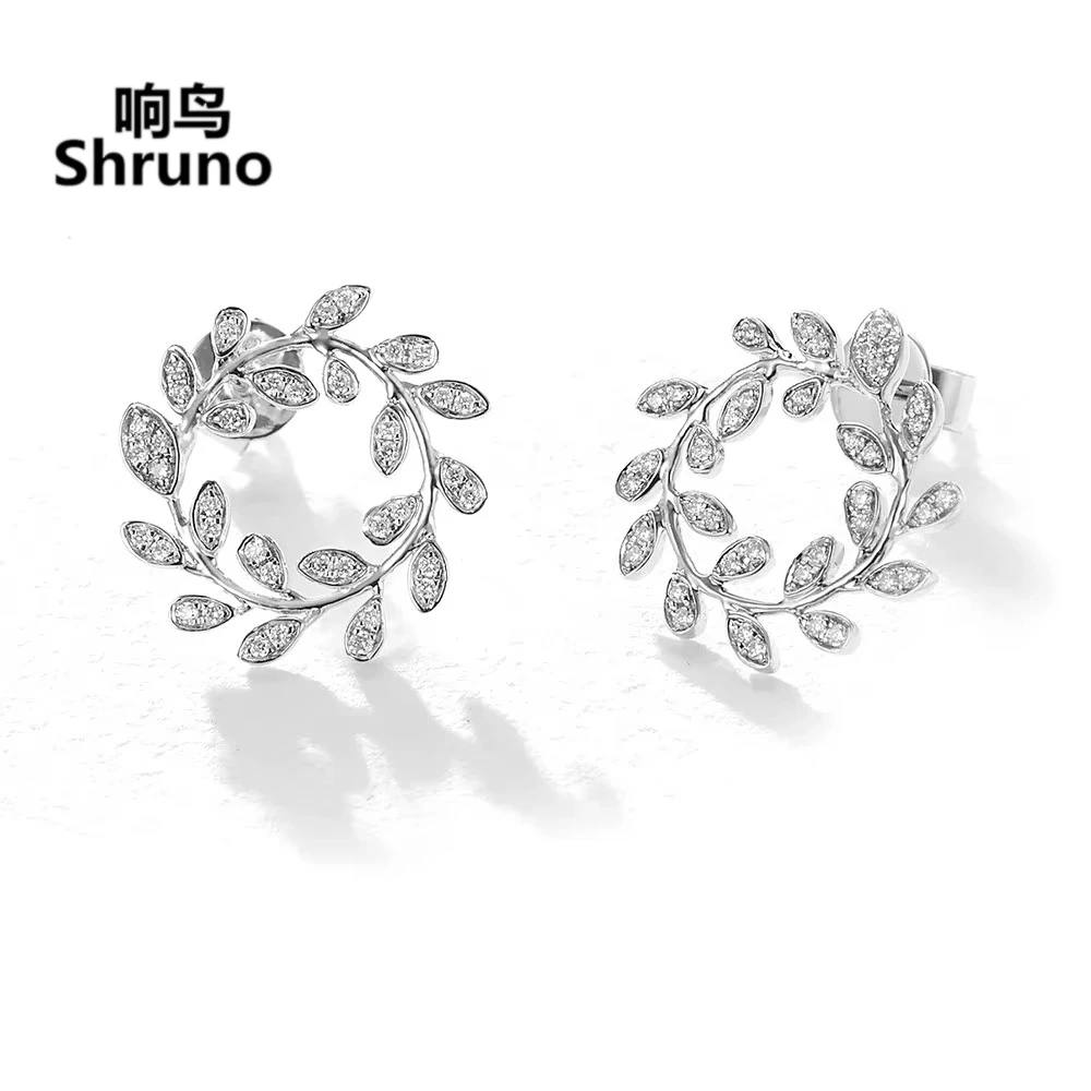 

Shruno Stterling Silver 925 Round Moissanite Diamonds Engagement Stud Earrings Women Wedding Unique Exquisite Trendy Jewelry