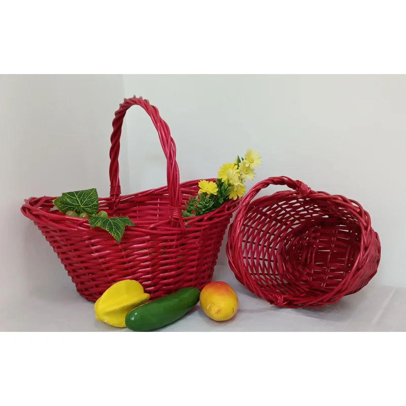 Rattan Fruit Vegetable Picnic Knitted Egg Wicker Storage Bamboo Shopping Basket