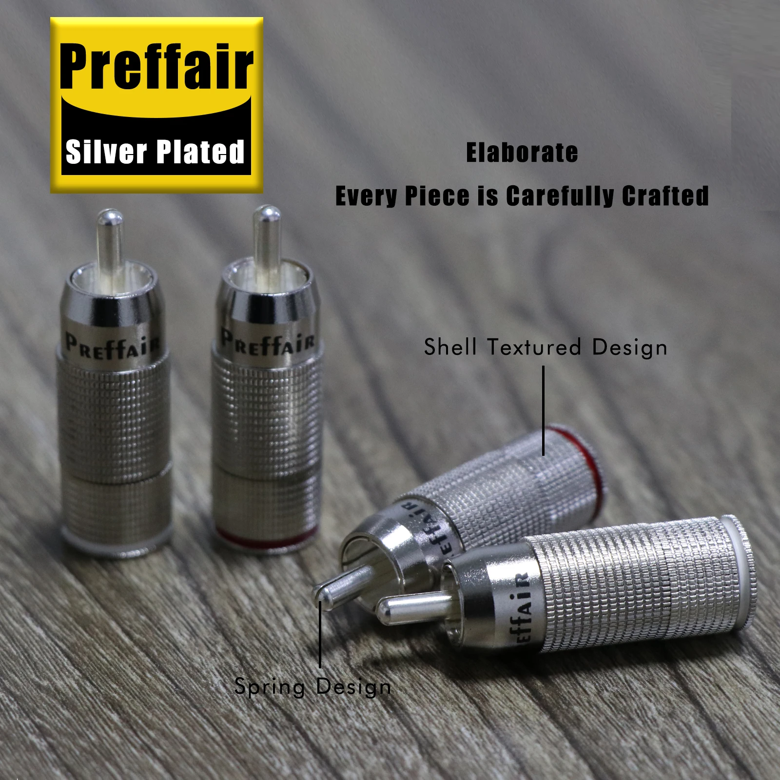 Preffair 4Pcs RCA Connector Plug Male Headphone Terminal Silver Plated With Solder For Soldering Audio Video Cable