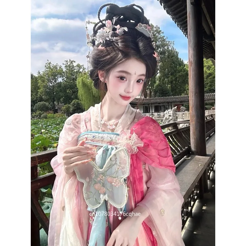 

Tang-made Hanfu female 2026 new chest-length skirt pink embroidery fairy elegant ancient style suit fairy style ancient dress