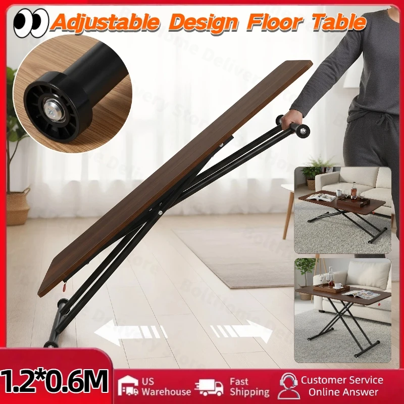 

Folding Coffee Table with Rollers Extendable Coffee Table Convertible to Dining Table Height Adjustable for Living Room Home