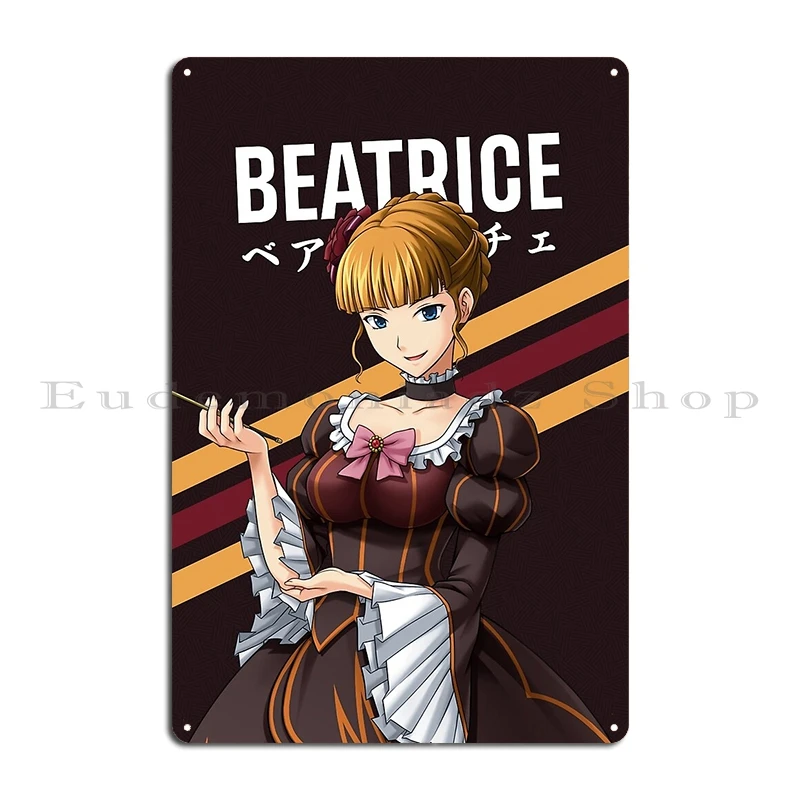 Beatrice Portrait I Paused My Umineko When They Cry To Be Here Metal Retro Design Plaques Wall Living Room Tin Sign Poster