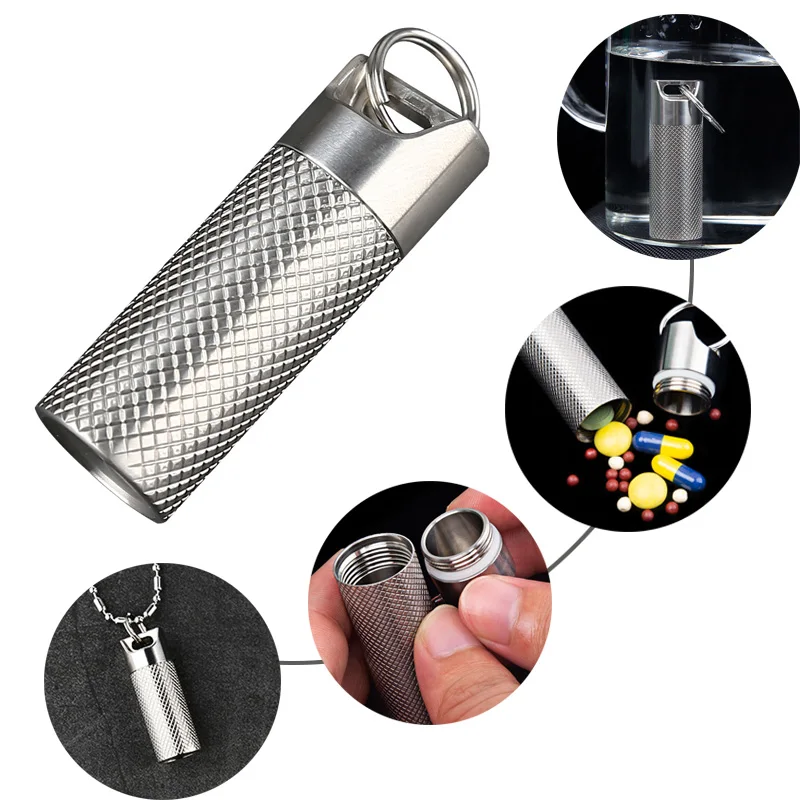 Mini Titanium Alloy Pill Box Waterproof Capsule Portable Pocket Storage Box EDC Tools Outdoor Travel Camping First Aid Pill Case