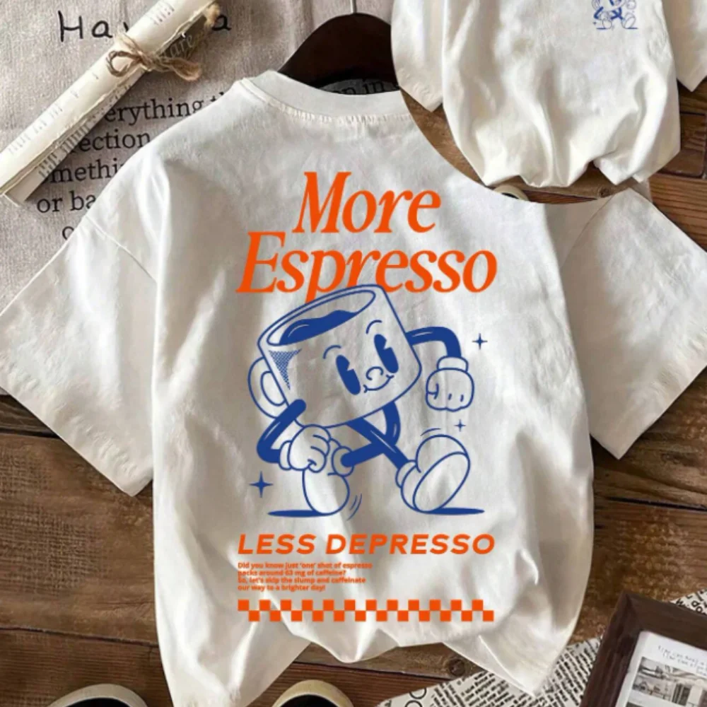 

Футболка с круглым вырезом и принтом More Espresso Coffee Club для повседневного летнего образа, в стиле Харадзюку, с коротким рукавом, эстетичная повседневная одежда