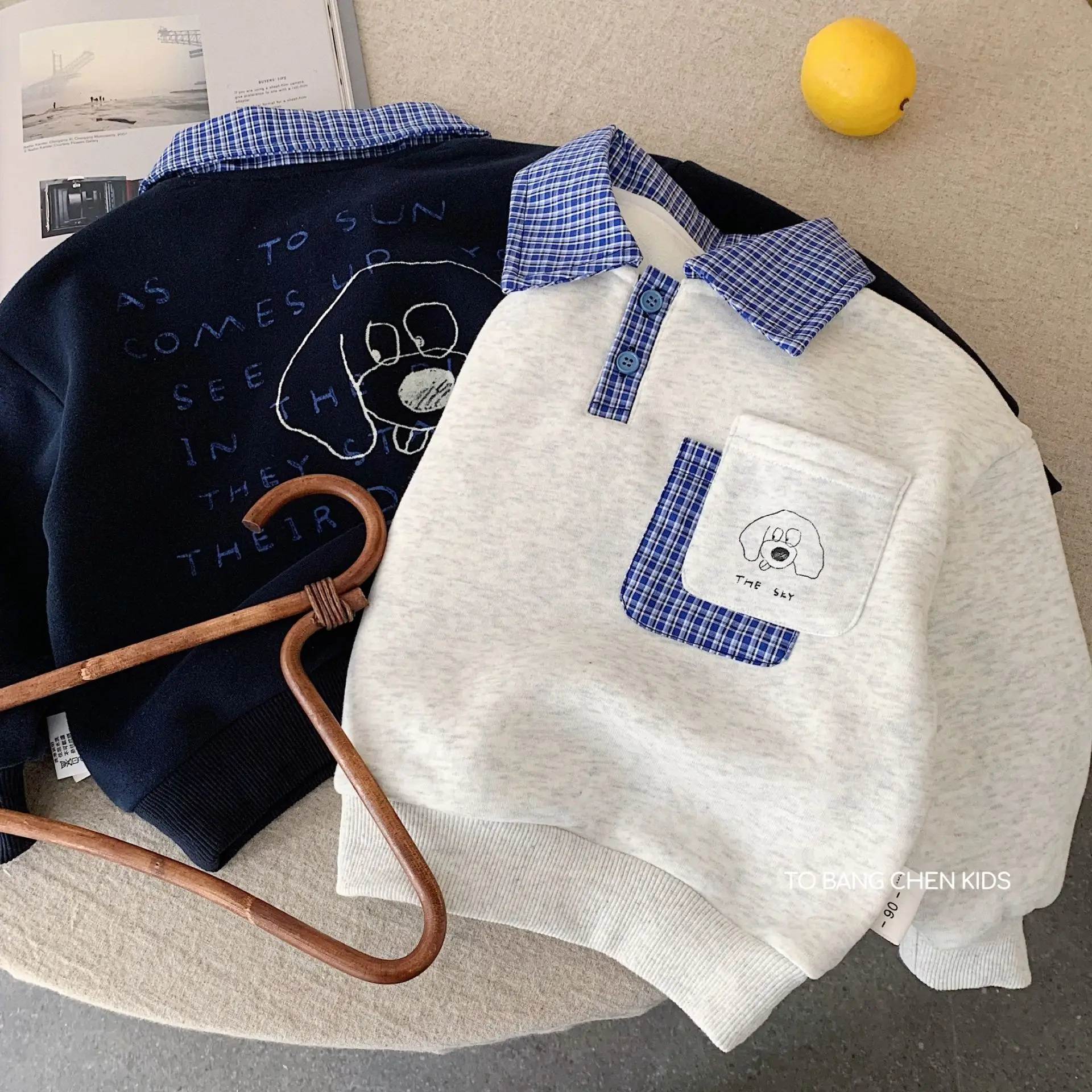 

1-8T Kids Boy Sweatshirt 2025 Winter Turn Down Collar Thick Warm Top Pullovers Casual Korean Style Children Boys Shirt Hoodies