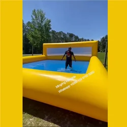 Piscine gonflable jaune de plage, terrain de volley-ball, jeu de société FiPublish, pour fête de réunion familiale à l'extérieur, angi53x27ft