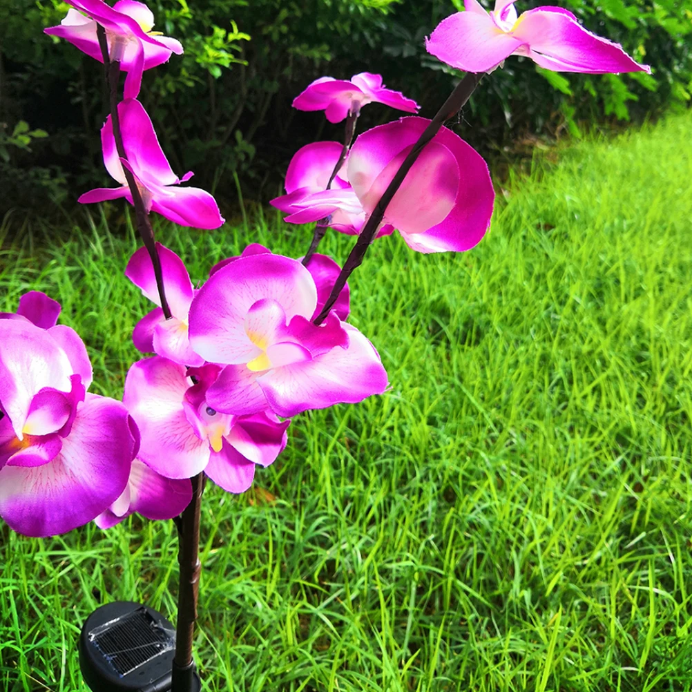 

2pcs Solar Ground Plug Light Orchid Shape Garden Pathway Landscape Lamp Outdoor Yard Light Purple Energy Saving Eco Friendly For