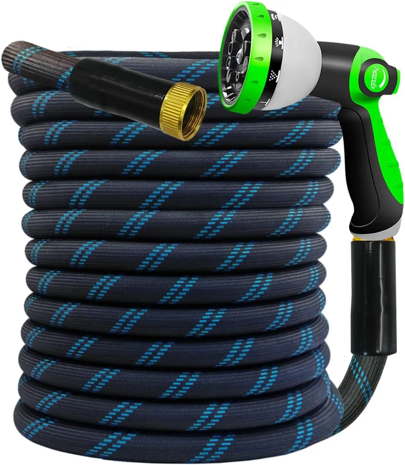 

50ft Heavy-Duty Garden Hose with 10-Function Nozzle, Leak-Proof & No-Kink Design for Lawn, Car, RV