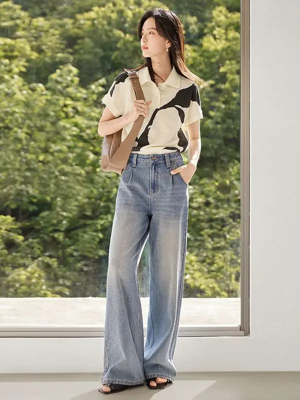 新しいファッショナブルなコントラストカラーのポロネック半袖シャツ女性の夏の新しい気質シャツ