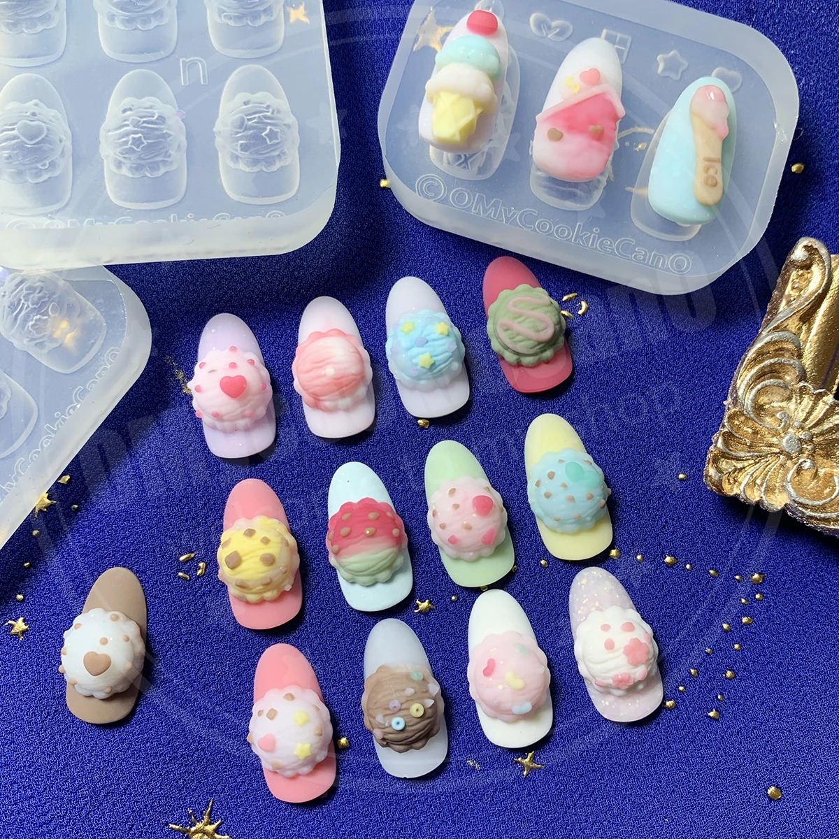 Multiple flavors! Super cute summer icy ice cream ball transparent silicone nail art molds.