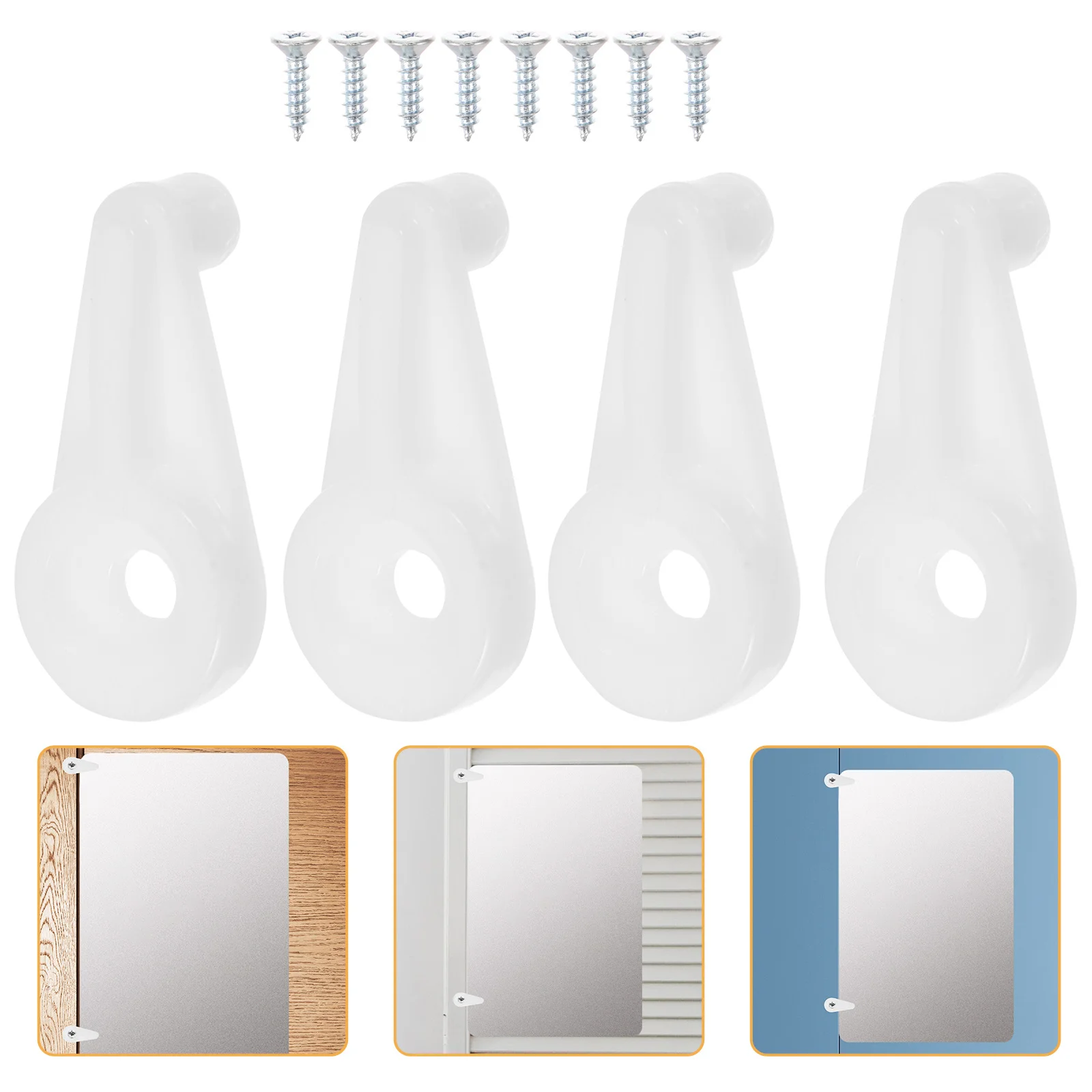 

100Pcs Mirror Clips for Cabinet Door Glass Retainer Clips No Drill Mounting Hardware Kit Sturdy Plastic Metal Fixtures Easy