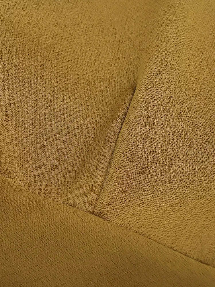 Europese en Amerikaanse stijl herfst nieuwe modetrend temperament dameskleding satijnen textuur V-hals midi lange jurk