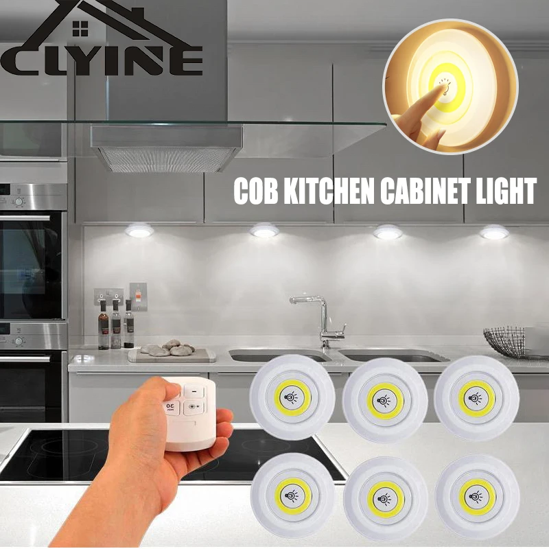 3W COB sotto la luce dell'armadio LED telecomando senza fili dimmerabile luce notturna armadio lampada illuminazione per armadio bagno armadio