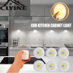 Luz LED COB de 3W para debajo del armario, lámpara nocturna regulable con Control remoto inalámbrico, iluminación para baño y armario