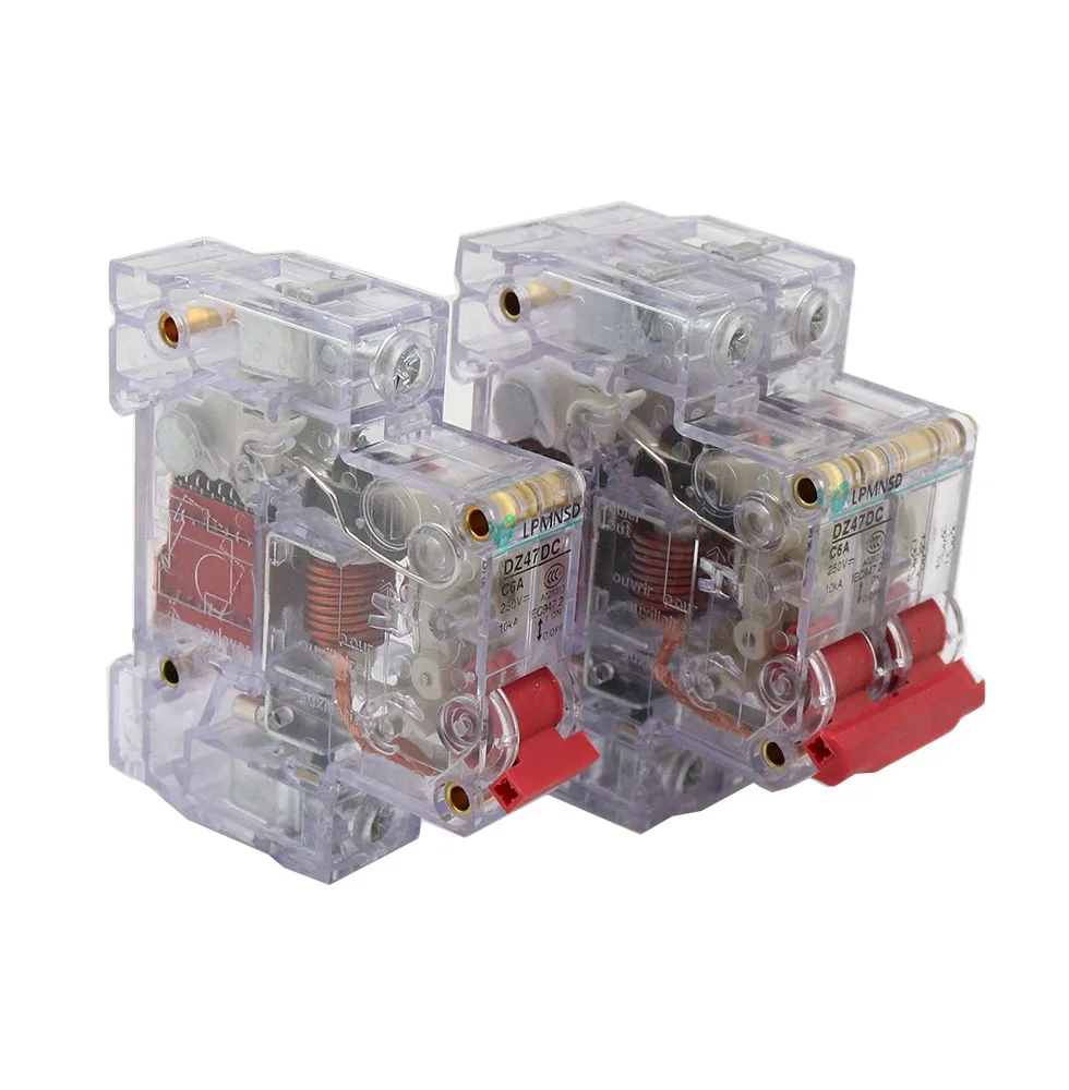 Transparent DC Circuit Breaker DCMCB For Battery PV Solar Protector DZ47DC Positive Negative Switch Isolator