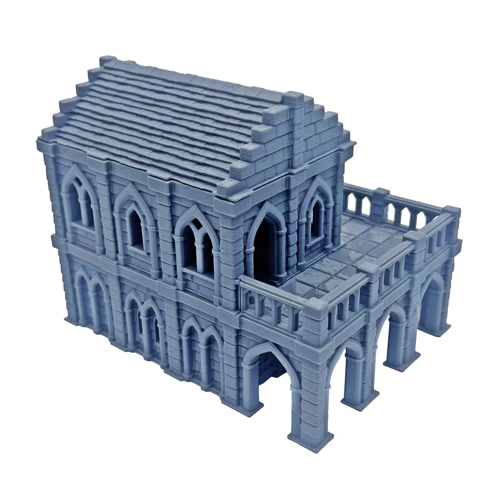 Modelo de Construcción de Dos Pisos Impreso en 3D: Taberna y Posada / Casa, Escenario de Terreno Variado, Convento Medieval, Terreno de Fantasía para Wargaming, Modelo de Construcción DnD