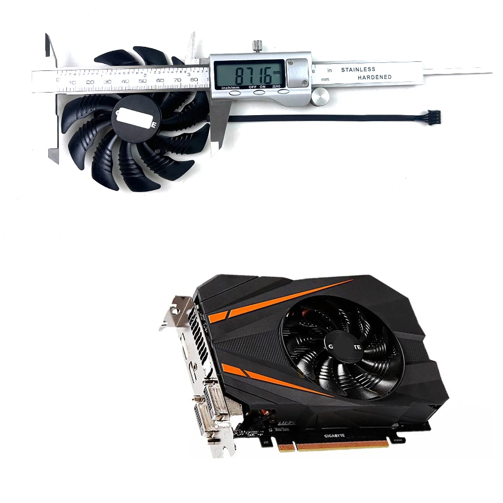 

NEW Cooling Fan T129215SU PLD09210S12H 87mm 4pin For Gigabyte RX 560 550 GTX1050 1050TI 1060 1070 1080 GTX1060 Graphics Card Fan